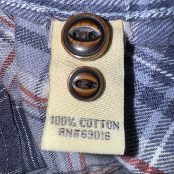 Ruff Hewn Men’s Flannel Shirt SZ XXL Blues Pearl Snaps Yoke 100% Cotton Western - Picture 6 of 7